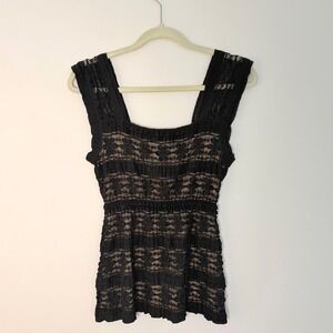 Y2K Women's Max Studio Vintage Black Lace Top Blouse Tank Bella Swan Size M
